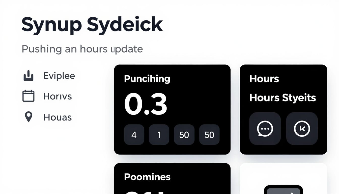 A screenshot of the Synup Sydekick AI dashboard showing the one-click sync feature pushing an hours update to multiple platforms.