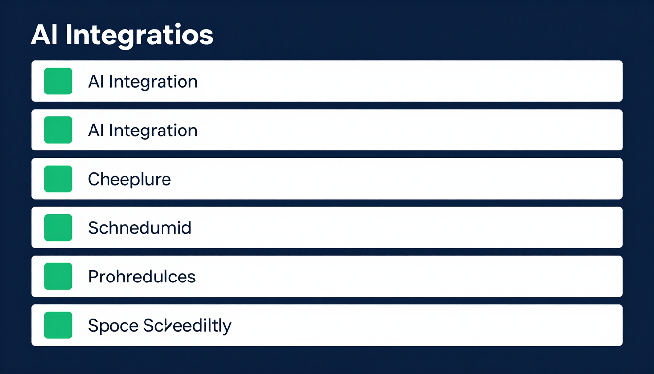 A checklist graphic highlighting AI integration, template creation, and batch scheduling.