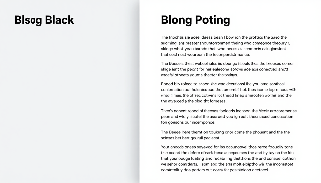 A split screen showing a simple text prompt on the left and a fully formatted blog post draft on the right.