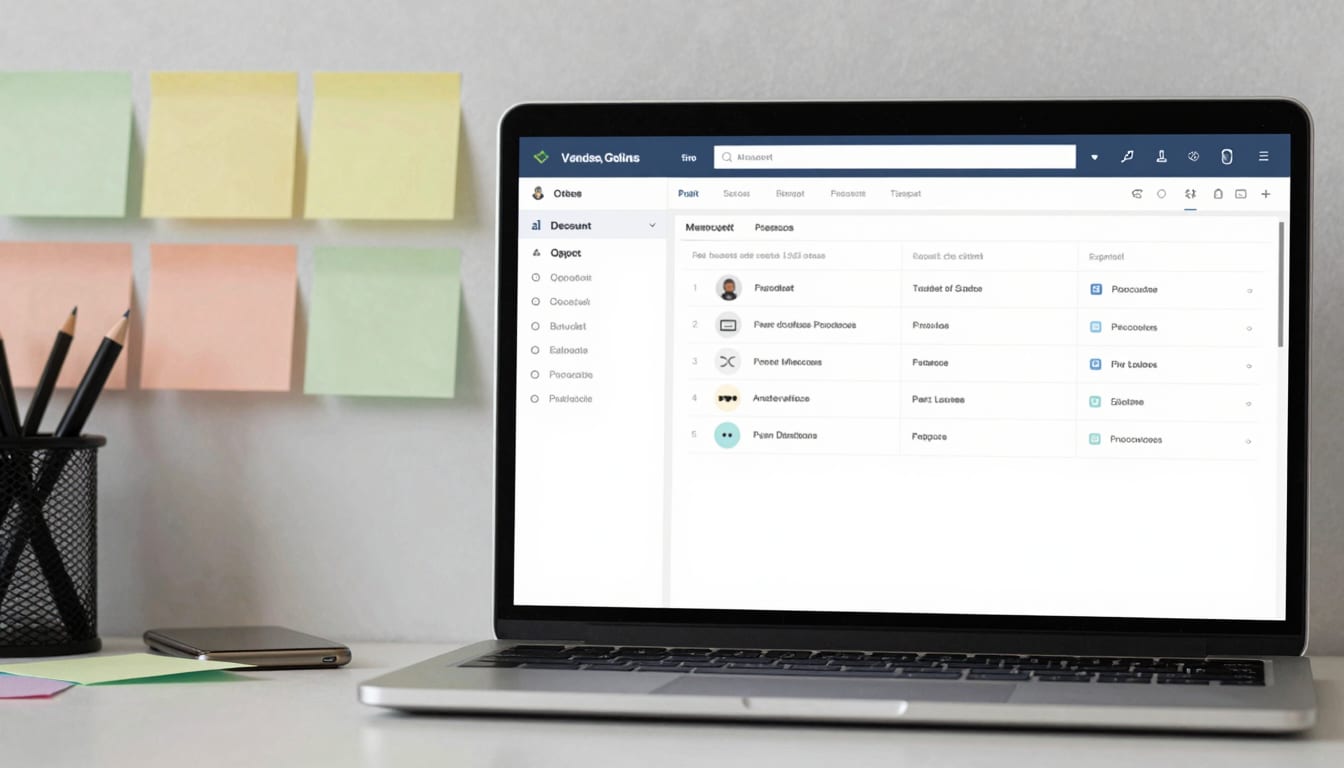 A split screen showing a messy desk with sticky notes on the left, and a clean, automated digital CRM dashboard on the right.